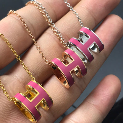 [Okajuri Jewelry]H NECKLACE PINK