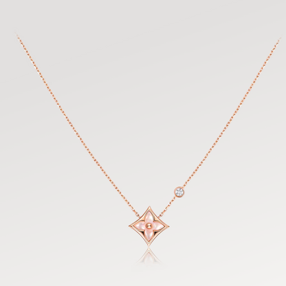 [Okajuri Jewelry]STAR PINK MOP 1 DIAMOND PINK GOLD NECKLACE