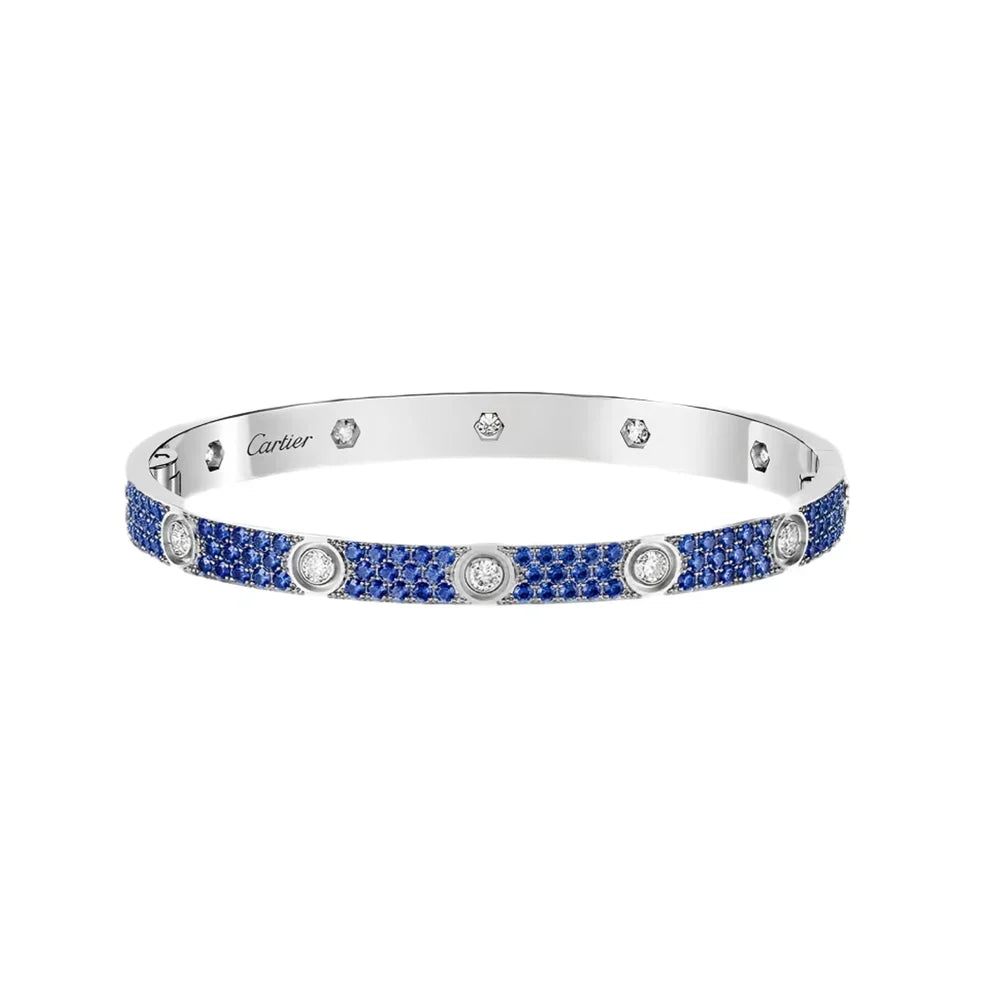 [Oakjuri™ Jewelry] ]Pave Gemstone Love &Force Large Horseshoe Diamond Duo Bracelet Stack Set