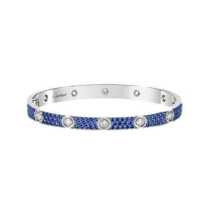 [Oakjuri™ Jewelry] ]Pave Gemstone Love &Force Large Horseshoe Diamond Duo Bracelet Stack Set