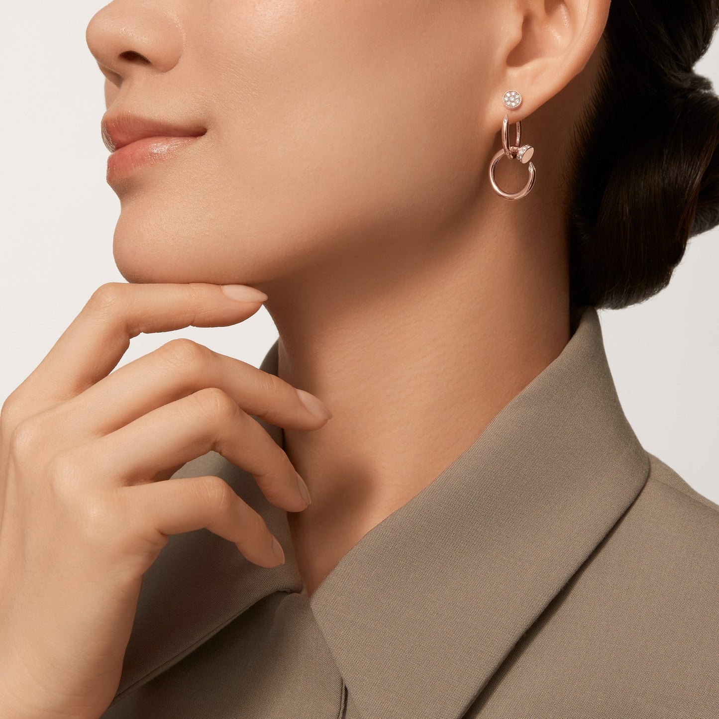 [Okajuri Jewelry] JUSTE HALF DIAMOND DOUBLE EARRINGS