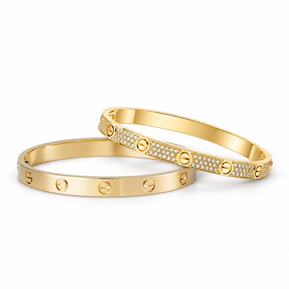 [Oakjuri™ Jewelry] ] LOVE  Classic & Diamond-Paved Bracelet Stack Set
