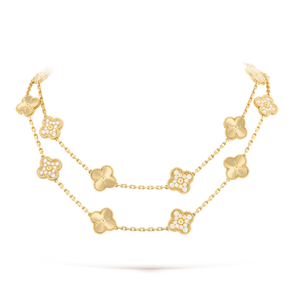 [Okajuri Jewelry]CLOVER 20 MOTIFS LASER DIAMOND NECKLACE