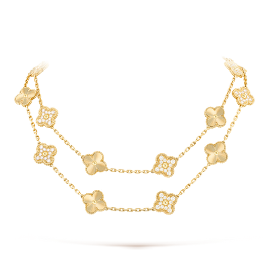 [Okajuri Jewelry]CLOVER 20 MOTIFS LASER DIAMOND NECKLACE