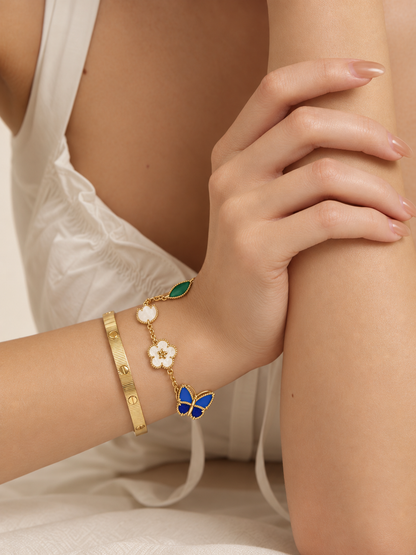 [Oakjuri™ Jewelry] ] Lucky Spring Butterfly 5-Motif & LOVE Unlimited Bracelet Stack Set
