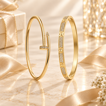 [Oakjuri™ Jewelry] ] JUSTE Diamond & LOVE Diamond-Paved Bracelet Stack Set