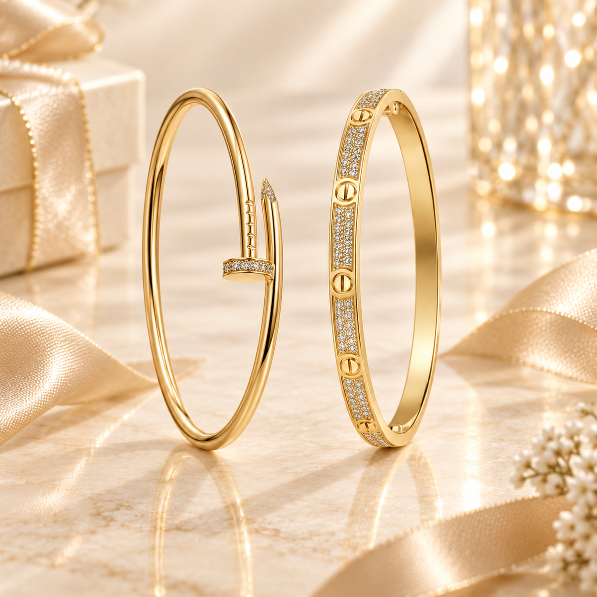[Oakjuri™ Jewelry] ] JUSTE Diamond & LOVE Diamond-Paved Bracelet Stack Set