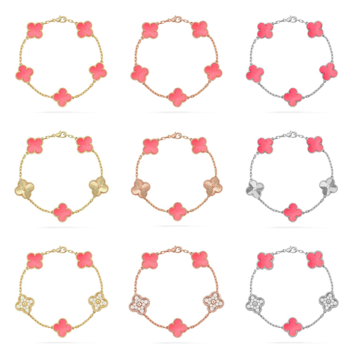 [Okajuri Jewelry] CLOVER 5 MOTIFS  PINK MOP BRACELET COLLECTION