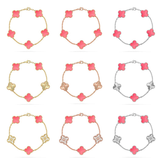 [Okajuri Jewelry] CLOVER 5 MOTIFS  PINK MOP BRACELET COLLECTION