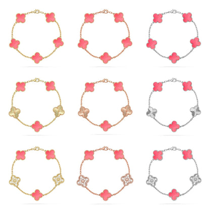 [Okajuri Jewelry]  CLOVER 5 MOTIFS  PINK MOP BRACELET COLLECTION