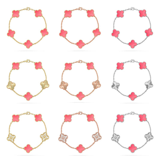 [Okajuri Jewelry]  CLOVER 5 MOTIFS  PINK MOP BRACELET COLLECTION