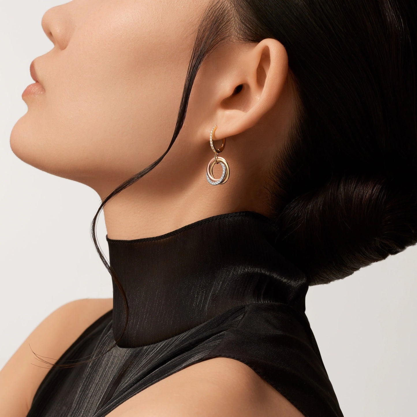 [Okajuri Jewelry] TRINITY HALF DIAMOND  EARRINGS