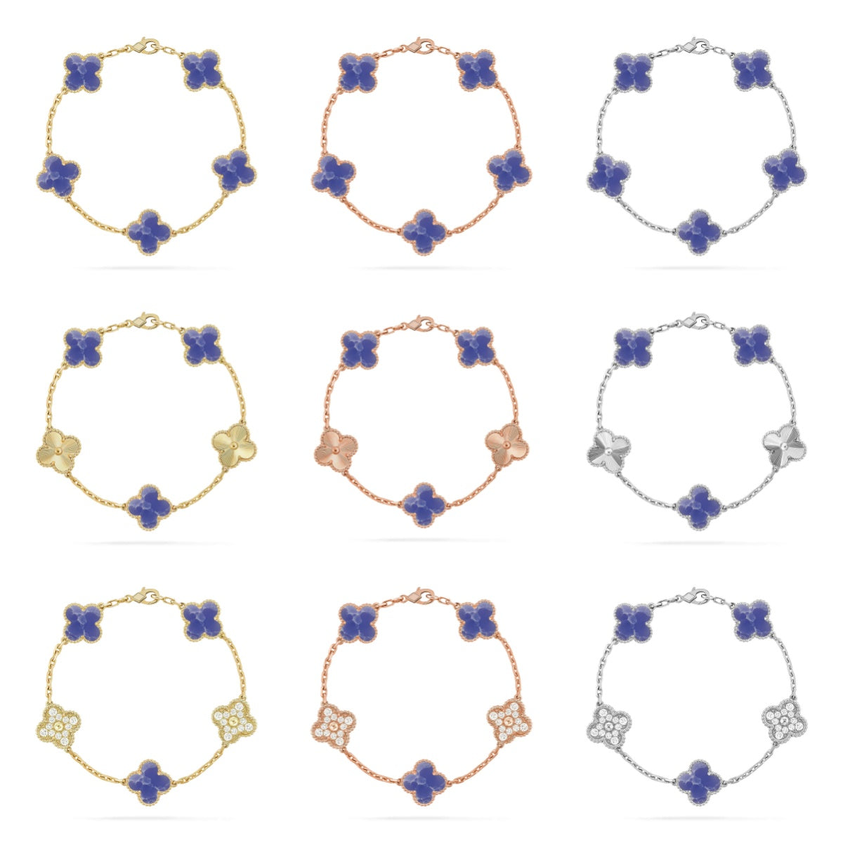 [Okajuri Jewelry]CLOVER 5 MOTIF BLUE VEINS BRACELET COLLECTION