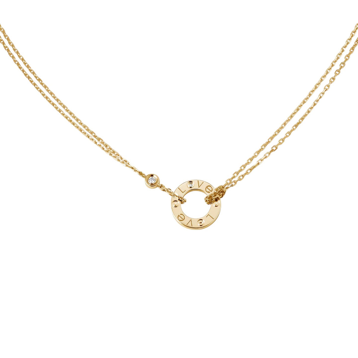[Okajuri Jewelry] LOVE NECKLACE 16MM 2 DIAMONDS