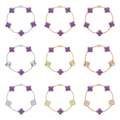 [Okajuri Jewelry]CLOVER 5 MOTIF LIGHT PURPLE BRACELET COLLECTION