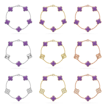 [Okajuri Jewelry] CLOVER 5 MOTIF LIGHT PURPLE BRACELET COLLECTION
