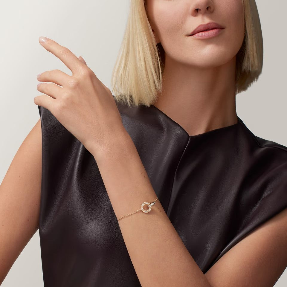 [Okajuri Jewelry] LOVE DOUBLE RING FULL DIAMOND BRACELET