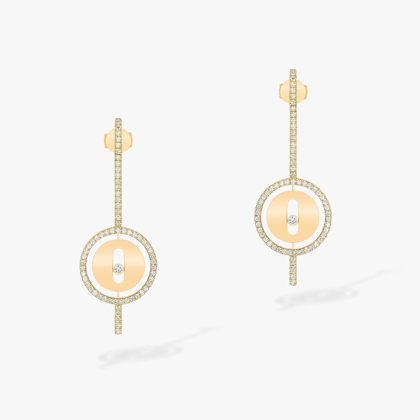 [Okajuri Jewelry]LUCKY MOVE ARROW PINK GOLD DIAMOND EARRINGS