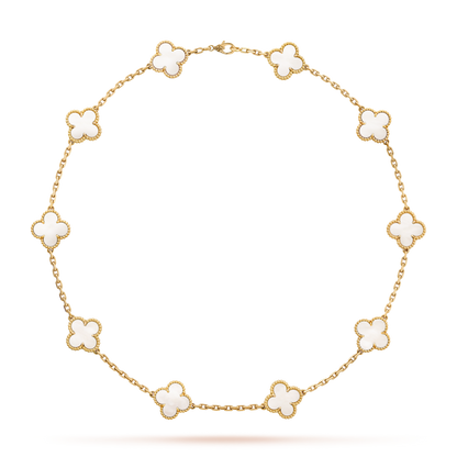 [Okajuri Jewelry] CLOVER 10 MOTIFS WHITE MOTHER OF PEARL NECKLACE