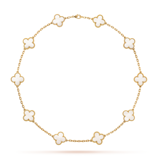 [Okajuri Jewelry] CLOVER 10 MOTIFS WHITE MOTHER OF PEARL NECKLACE