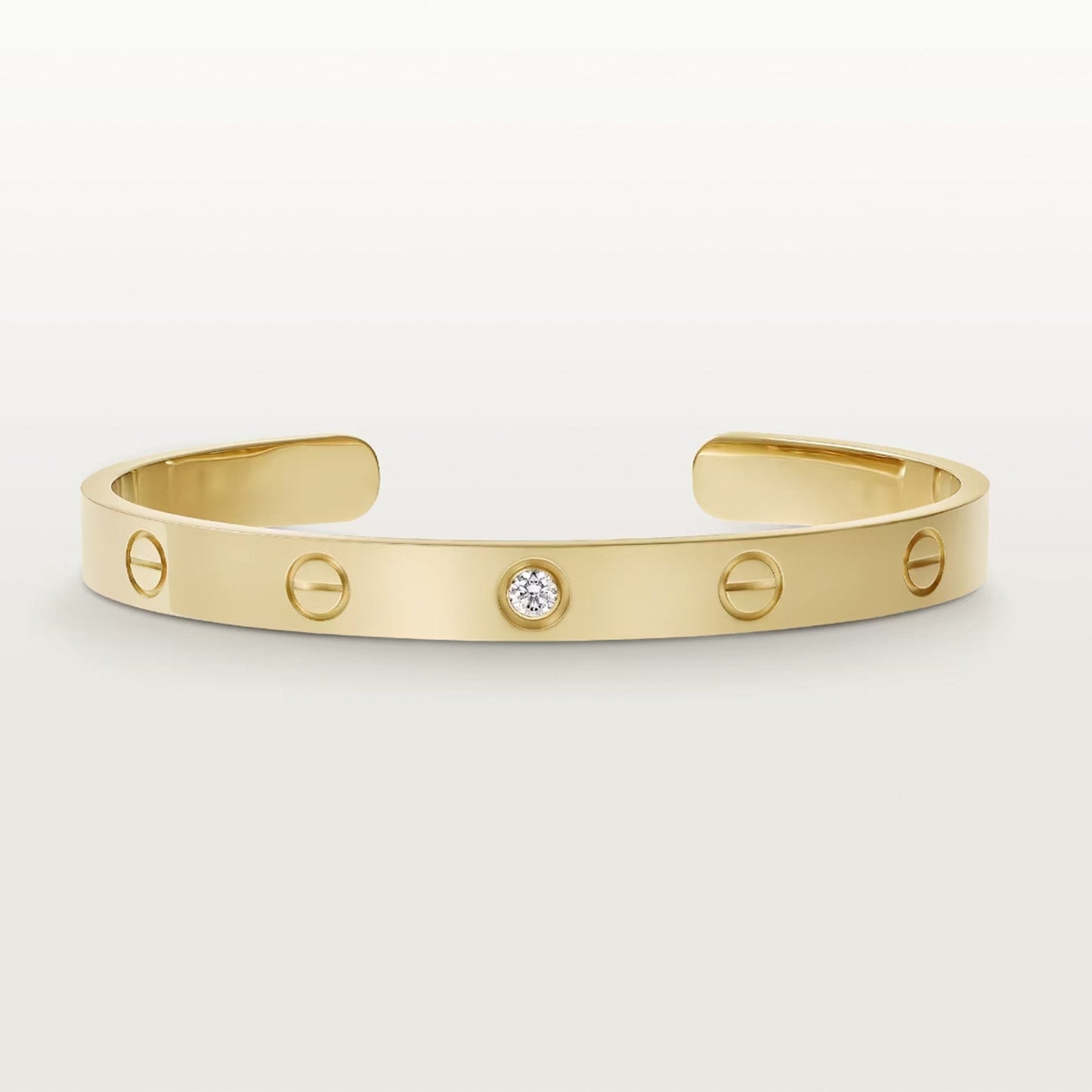 [Okajuri Jewelry] LOVE BRACELET 6.1MM 1 DIAMOND OPEN CUFF