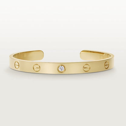 [Okajuri Jewelry] LOVE BRACELET 6.1MM 1 DIAMOND OPEN CUFF