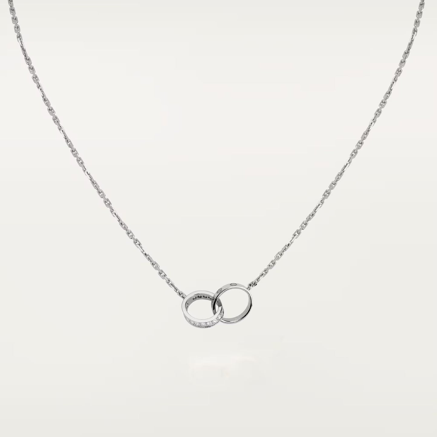 [Okajuri Jewelry] LOVE DOUBLE RING HALF DIAMOND NECKLACE