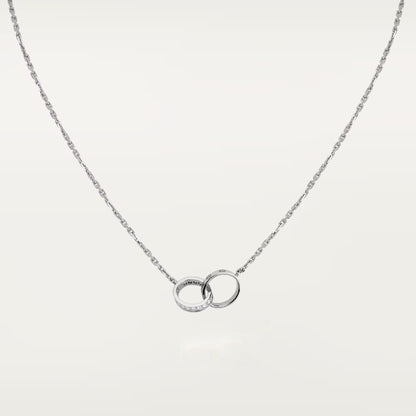 [Okajuri Jewelry] LOVE DOUBLE RING HALF DIAMOND NECKLACE