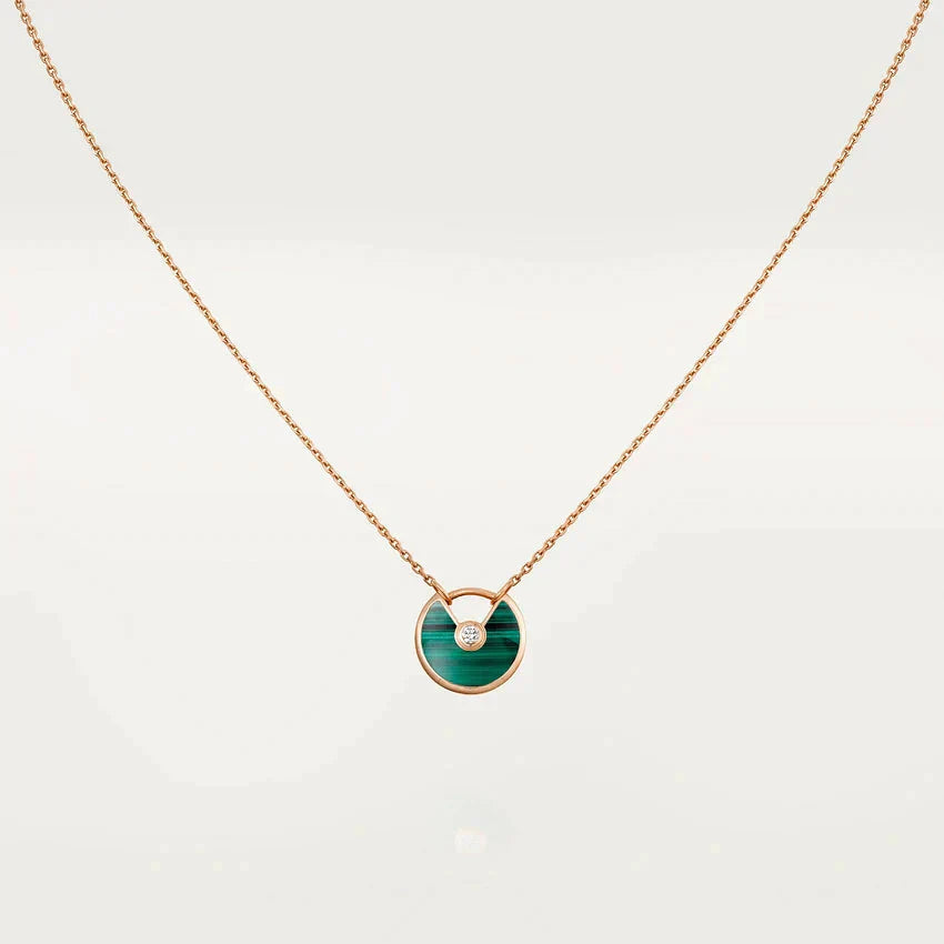 [Okajuri Jewelry]AMULETTE ROSE GOLD MALACHITE NECKLACE