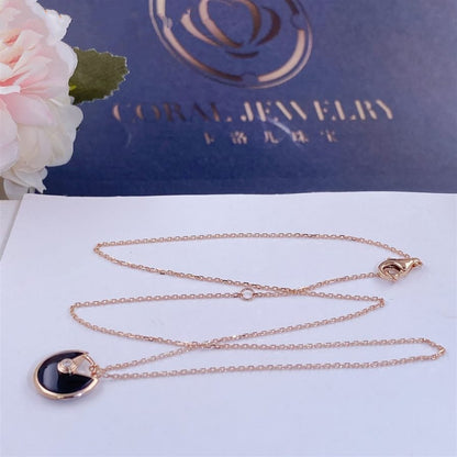 [Okajuri Jewelry]AMULETTE ROSE GOLD ONYX NECKLACE
