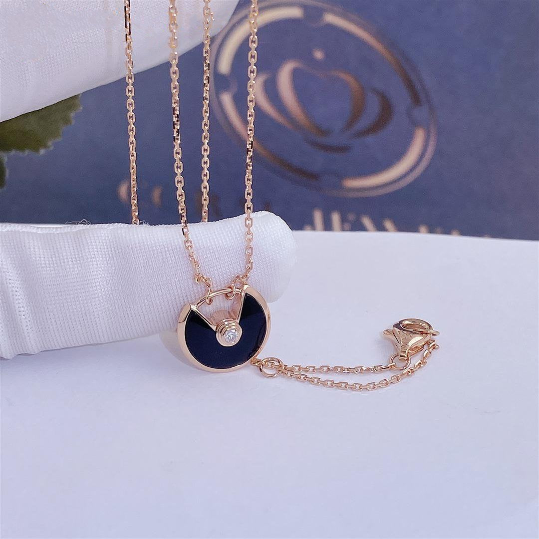 [Okajuri Jewelry]AMULETTE ROSE GOLD ONYX NECKLACE