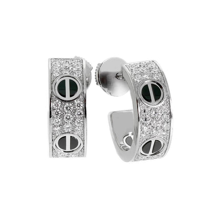 [Okajuri Jewelry] LOVE CERAMIC DIAMOND PAVED SILVER EARRINGS