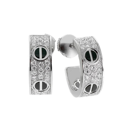 [Okajuri Jewelry] LOVE CERAMIC DIAMOND PAVED SILVER EARRINGS