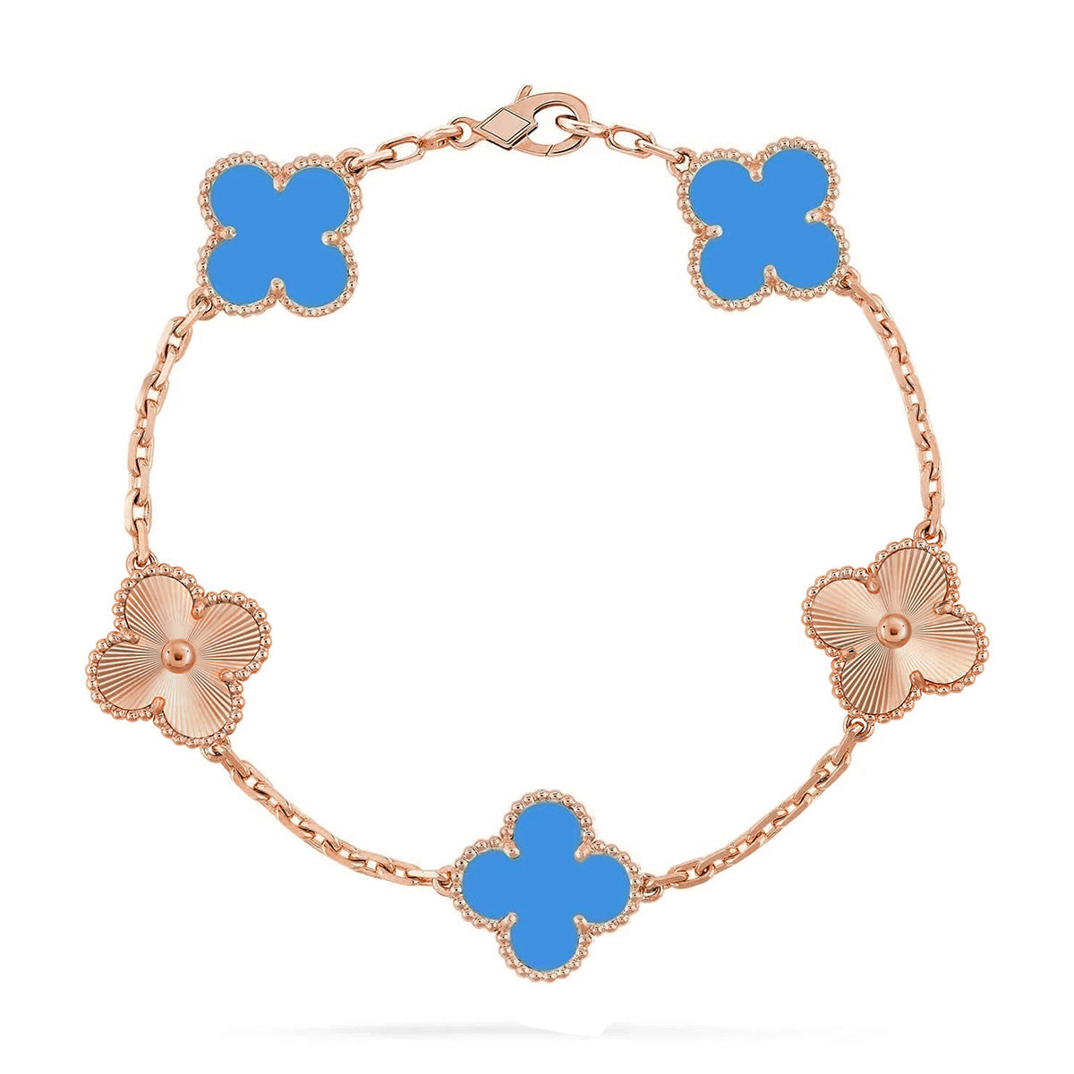 [Okajuri Jewelry] CLOVER 5 MOTIF BLUE AGATE BRACELET COLLECTION