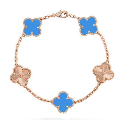 [Okajuri Jewelry] CLOVER 5 MOTIF BLUE AGATE BRACELET COLLECTION