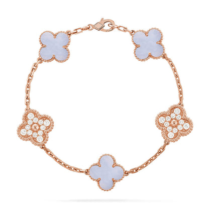 [Okajuri Jewelry]  CLOVER 5 MOTIF PURPLE CHALCEDONY BRACELET COLLECTION