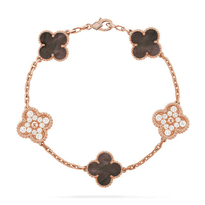 [Okajuri Jewelry] CLOVER 5 MOTIF GRAY MOP BRACELET COLLECTION
