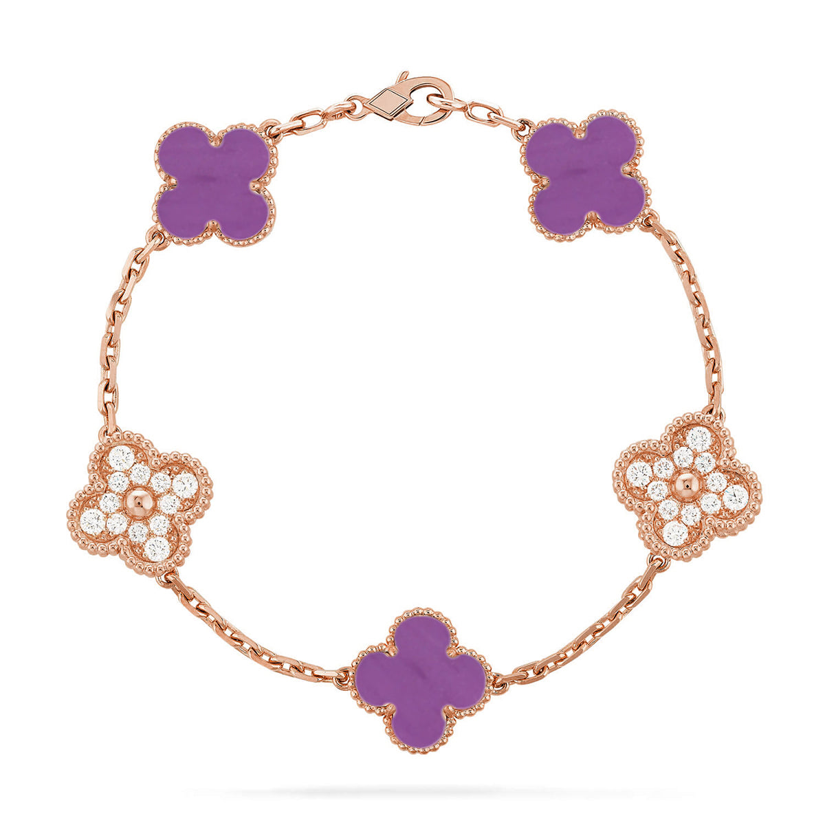 [Okajuri Jewelry] CLOVER 5 MOTIF VIOLET BRACELET COLLECTION