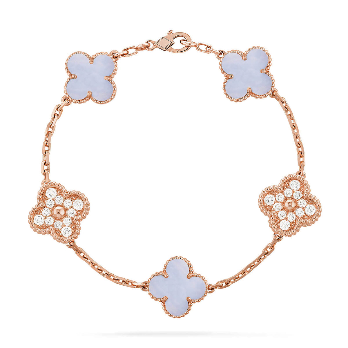 [Okajuri Jewelry] CLOVER 5 MOTIF PURPLE CHALCEDONY BRACELET COLLECTION