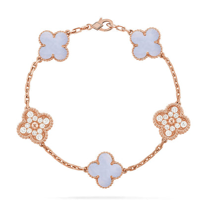 [Okajuri Jewelry] CLOVER 5 MOTIF PURPLE CHALCEDONY BRACELET COLLECTION