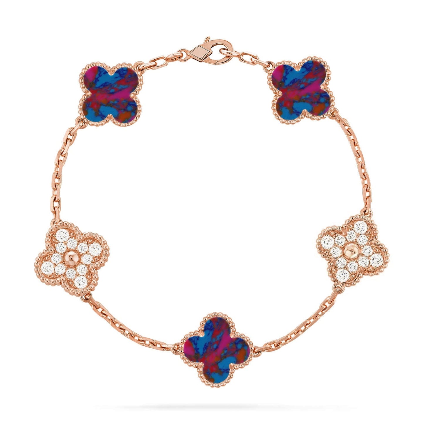 [Okajuri Jewelry] CLOVER 5 MOTIF COLOR GEMSTONES BRACELET COLLECTION