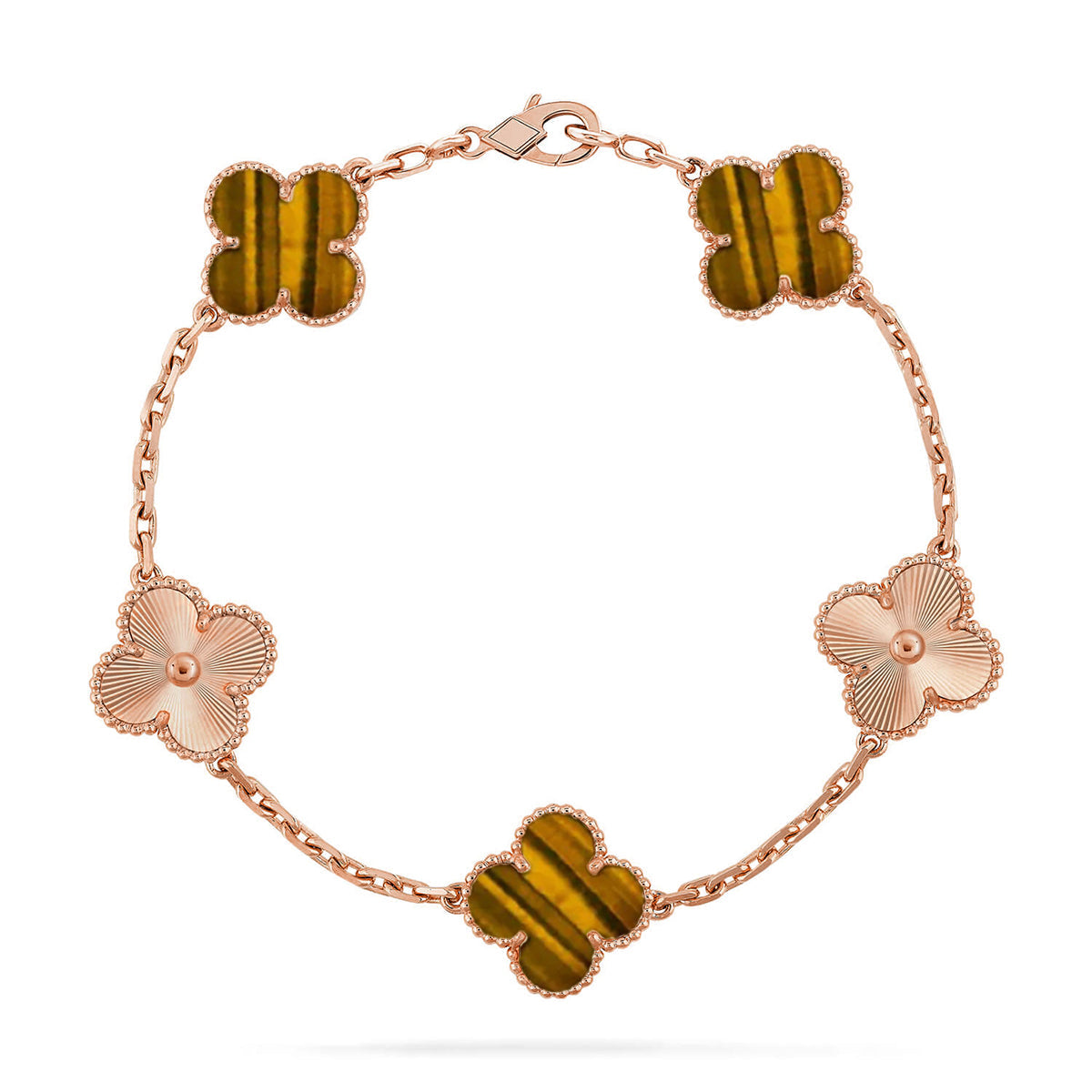 [Okajuri Jewelry] CLOVER 5 MOTIFS TIGER EYE BRACELET COLLECTION