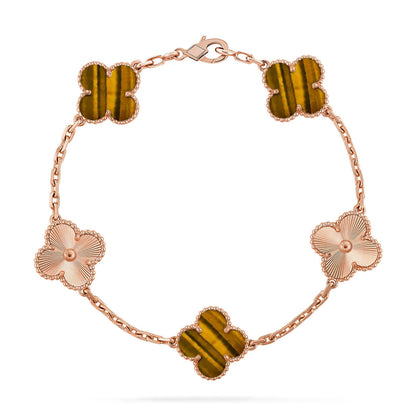 [Okajuri Jewelry] CLOVER 5 MOTIFS TIGER EYE BRACELET COLLECTION