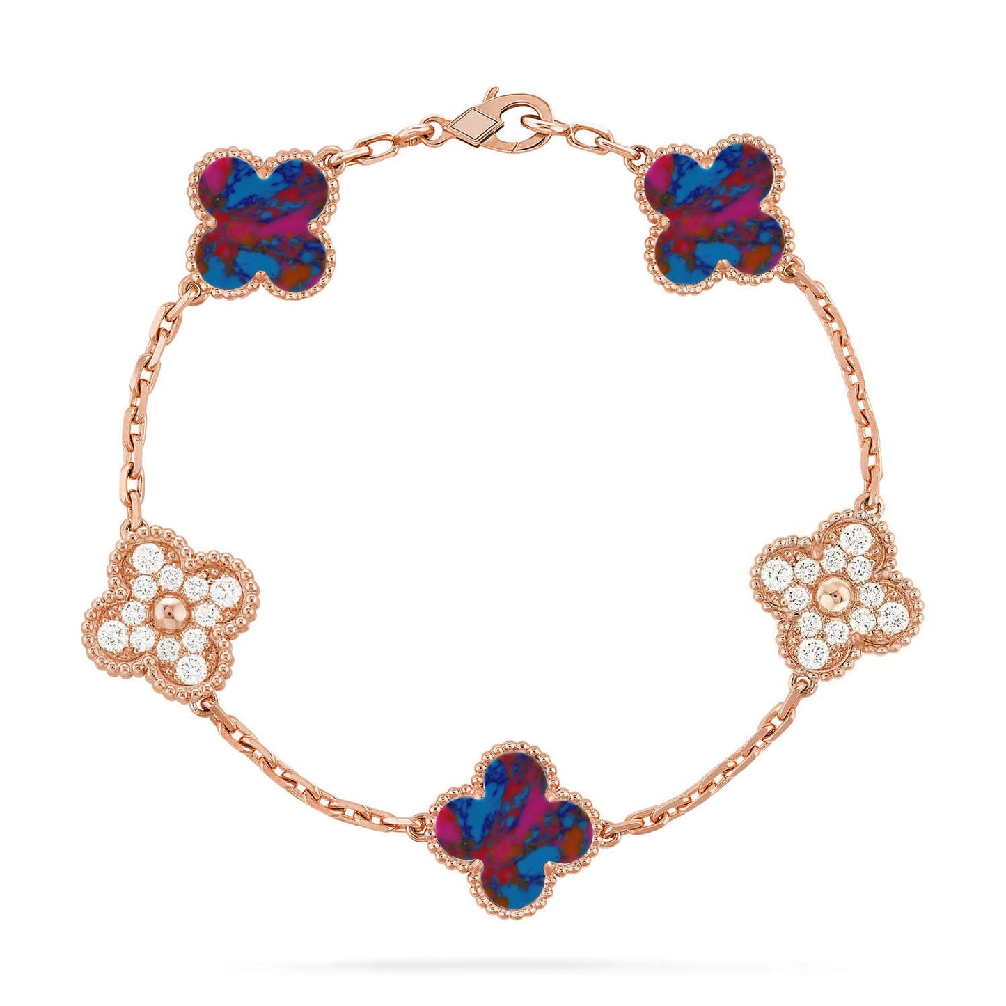 [Okajuri Jewelry]CLOVER 5 MOTIF COLOR GEMSTONES BRACELET COLLECTION