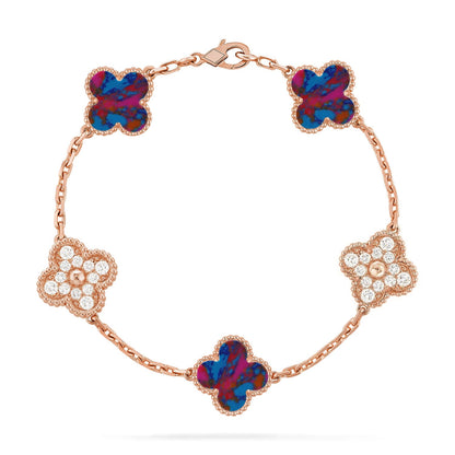 [Okajuri Jewelry]CLOVER 5 MOTIF COLOR GEMSTONES BRACELET COLLECTION