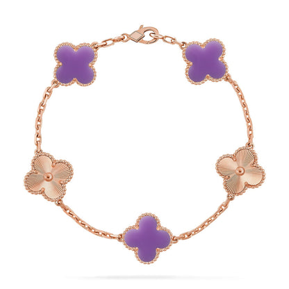 [Okajuri Jewelry] CLOVER 5 MOTIF LIGHT PURPLE BRACELET COLLECTION