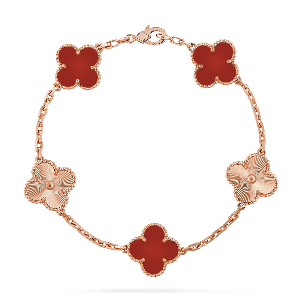 [Okajuri Jewelry] CLOVER 5 MOTIF RED CORNELIAN BRACELET COLLECTION