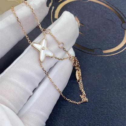 [Okajuri Jewelry]JEUX BRACELET WHITE MOP PINK GOLD 1 DIAMOND