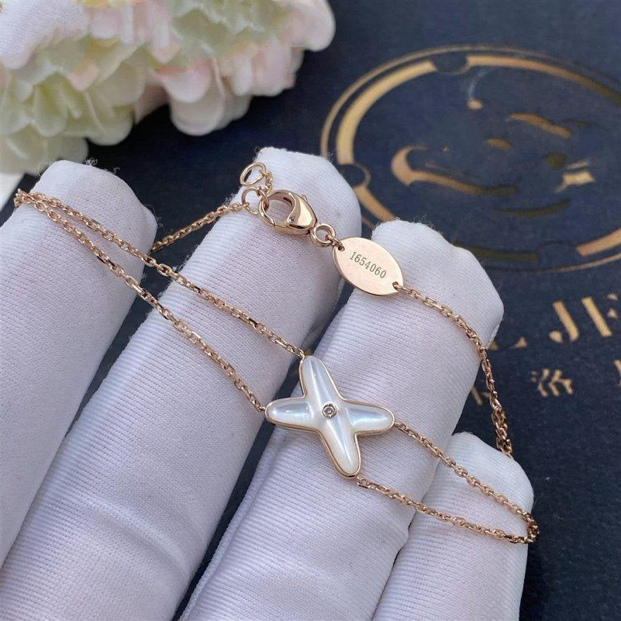 [Okajuri Jewelry]JEUX BRACELET WHITE MOP PINK GOLD 1 DIAMOND