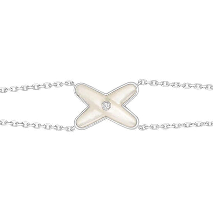 [Okajuri Jewelry]JEUX BRACELET WHITE MOP SILVER 1 DIAMOND